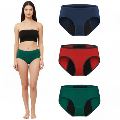 Image of Lazia Period Panty for Women | Heavy Flow Leakproof Reusable Menstrual Womens Panties | Stretchable, Soft, and Secure fit High Absorbent| 2 Years Reusable Pack of 3