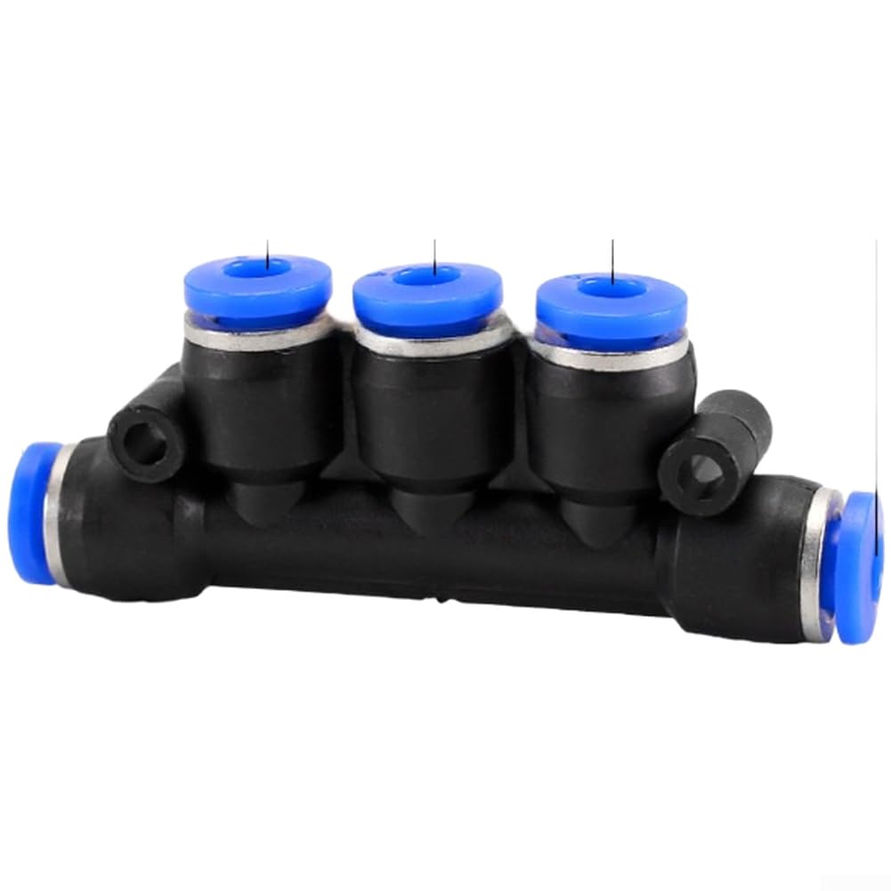 Conector 5 Vías Push Fit para Compresor de Aire, Acoplador para rápido Giratorio 360°, Plástico Ingeniería, Tubo 4mm-12mm, Kit 10 para uds(PK-4)