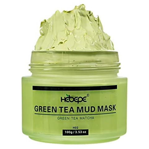 Hebepe Green Tea Matcha Mud Mask with Aloe Vera, Deep Cleansing, Hydrating, and Relaxing Volcanic Clay Facial Mask Cover
