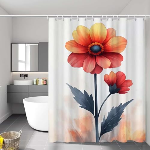 Rideau douche fleur imperméable à séchage rapide et ourlet lesté stable