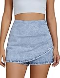 luvamia Skort for Women Jean Stretchy Short Skirts Mini Denim Shorts Bay Blue Medium Fits Size 8/10