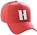 Daxton Structured Curve Visor Bill Baseball Hat 3D Capital Alphabet Letters, Red Hat White Letter H