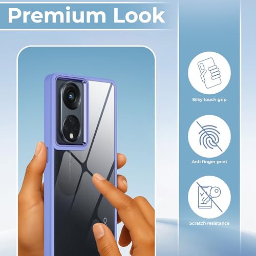 Image of A rtistque Frosted Translucent Back Cover Case for Oppo Reno 8T 5G | Chrome Ring Design | Premium Matte Finish | Shockproof TPU | Slim Protective Design | Oppo Reno 8T Back Cover - Purple