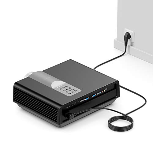 deleyCON 2m Kaltgerätekabel Netzkabel Stromkabel Schutzkontakt Stecker Typ F (CEE 7/7) 90° Gewinkelt auf C13 Buchse 90° Gewinkelt Rechts PC Computer Monitor Drucker Beamer - Schwarz