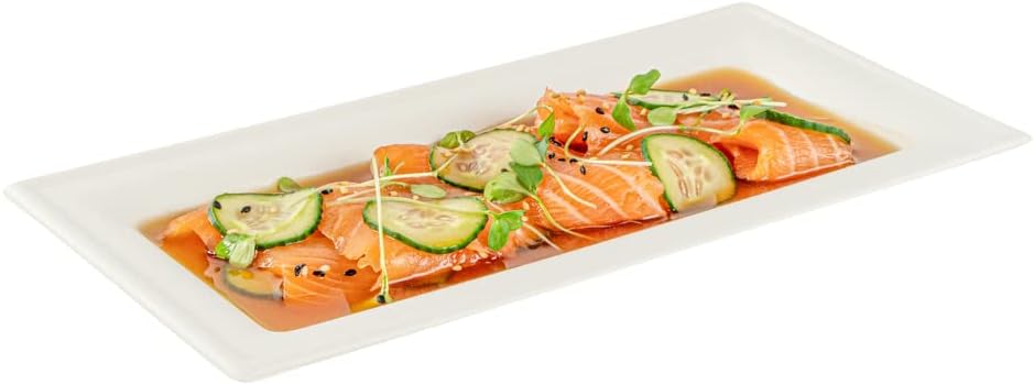 Restaurantware Sugarcane Plates 100 Count 10 x 5.1 Inches Bagasse Sugarcane Plates Durable Grease-Resistant Rectangular White Microwave-Friendly Freezer-Friendly