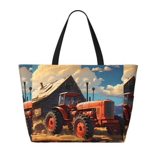 Lone Hyena Print 28L Large Beach Tote Bag, 7 Pockets Waterproof Travel Shoulder Bag, Gym Oversized Tote2