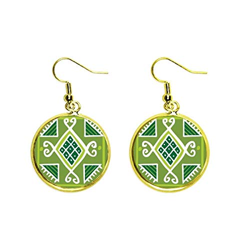 Pendientes de tótems de México dorados con grabado de alta definición