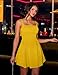 YMDUCH Women's Sexy Sleeveless Square Neck Adjustable Straps Bow Tie A-line Mini Party Club Dress Yellow