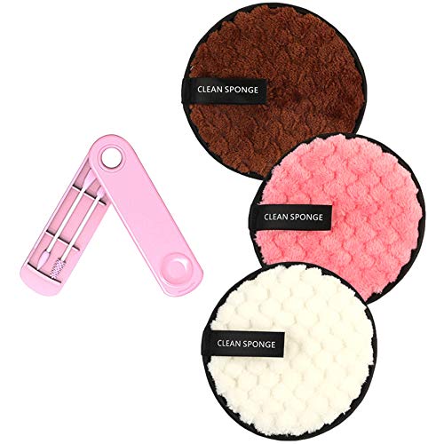 Vtrem Juego de 3 paños de maquillaje limpiadores de maquillaje biológicos y limpiadores de maquillaje reutilizables para maquillaje de microfibra + 2 barras limpiador biológico Cover