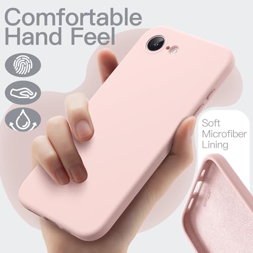 Image of JETech Liquid Silicone Cover Case for iPhone 17e (2026) / iPhone 16e, Silky Soft Touch Full-Body Protective Phone Case, Anti-Scratch Shockproof Cover with Microfiber Lining (Soft Pink)