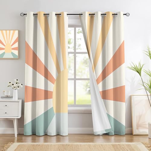 Rideaux occultants design minimaliste soleil orange isolant thermique - 4