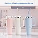 Bluwing Metal Straw with Silicone Tip for 40oz Stanley Cup, 2 Pcs Stainless Steel Straws Replacement for Stanley 40 oz Adventure Quencher Travel Tumbler Cup, 1 Straw Brush (Light Pink)