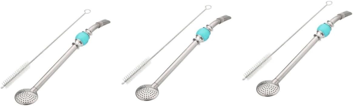 MAGICLULU 6pcs Stainless Steel Bombilla Removable Filter and Cleaning Brush Gourd Drinking Straw for Loose Leaf Tea