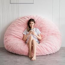 BYBYME 3 in 1 Bean Bag Chair, Convertible Chair Folds from Bean Bag to Lounger, High-Density Foam Filling, Faux Fur Big Sofa Bed, Giant Bean Bag Chair Bed for Adults