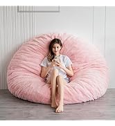 MAXYOYO zitzak-bed in roze vierkante stoel bank met pluizige pluche bekleding en vulling - ...