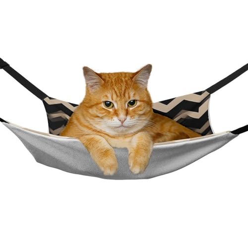 Hamac pour chat suspendre réglable motif zigzag noir et blanc - 7