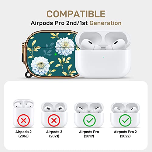 Image of Maxjoy for AirPods Pro 2nd /1st Generation Case with Lock, Cute AirPods Pro 2 Case Lock Protective Hard AirPod Pro Cover for Women Girly with Keychain for Airpod Pro (2023 /2022 /2019), Floral