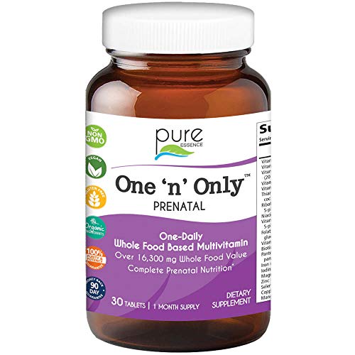 Pure Essence Labs One n Only Prenatal Vitamins - One a Day Multivitamin Support with Iron, Natural Herbs, Superfoods and Folate - 30 Tablet