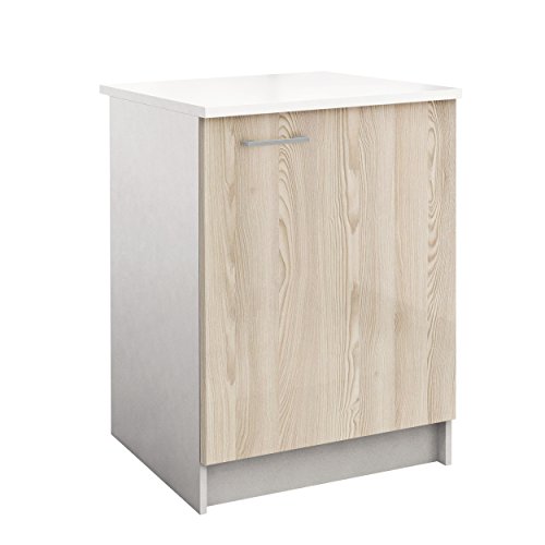 Berlioz Creations PRIMA PG6BPF Meuble Bas de Cuisine avec Plan de travail , 1 Porte décors Frêne 60 x 60 x 85 cm, Fabrication 100% Française Cover