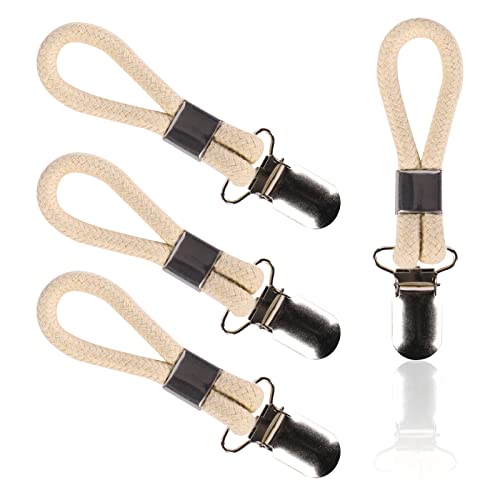 Handtuch Clips 4 Stück Geschirrtuch Clips Aufhänger Multifunktions Klammer Tuch hängend Clips zum Aufhängen von Handtücher Geschirrtüchern für Kücher, Bad, Haushalt, Balkon Gebrochenes Weiß Cover