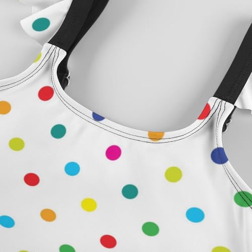 Image of Girls One Piece Swimsuit Polka Dots Ruffles Swimwear Bathing Suits 3-12 Years