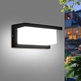 【Lámpara de pared exterior】18W Apliques pared exterior de alto ahorro de energía, utilizando materiales de aluminio de alta calidad y PC, buena uniformidad de la transmisión de la luz, mayor brillo, tamaño 13,5 * 13,5 * 27cm, luz suave y suficiente, no deslumbrante, iluminación decorativa ideal, bajo consumo de energía, ahorro de Energía y durabilidad.
