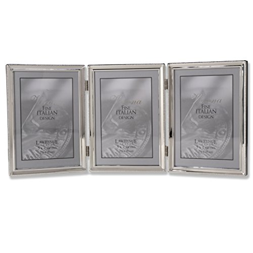 Lawrence Frames Polished Silver Plate 5x7 Hinged Triple Picture Frame - Bead Border Design - //coolthings.us