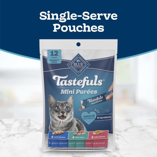 Blue Buffalo Tastefuls Mini Purees Variety Pack Cat Treats, 0.5 oz, 24 ct - image 4