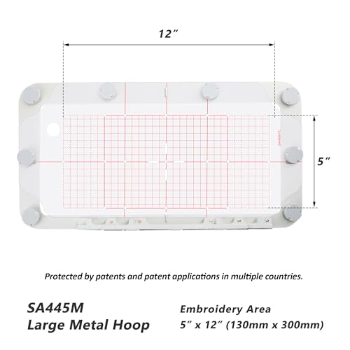 Image of Sew Tech Magnetic Embroidery Hoop for Brother PE900 PE800 SE2000 SE1900 PE770 NS2850D NS1250E NS2750D PE780D PE750D PE700 PE700II 1250 1200 PC8500 Brother Babylock Embroidery Machine (5 inchx12 inch, SA445M)