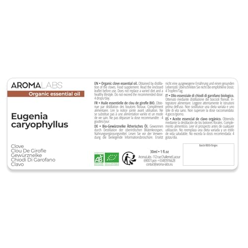 Miniatura 2 de Clavo De Olor Bio Eugenia Caryophyllus - 30 Ml - Aceite Esencial Quimiotipado Y Certificado Ab - Aroma Labs
