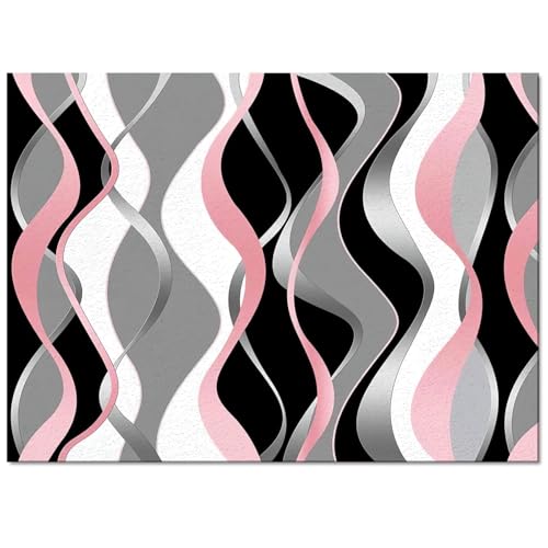 Tapis lavable salon antidérapant 160x250cm à motif vagues pour chambre