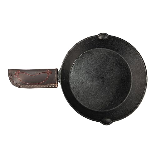 Hide & Drink, Leather Hot Handle Holder Sausage Design, Panhandle Potholder, Double Layered Stitched, Lodge Cookware Skillet, Handmade :: Bourbon Brown #TOP4