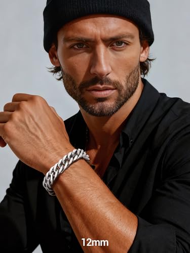 Image of PROSTEEL Bracelets for Men Cuban Link Mens Bracelet Stainless Steel, 14K Gold Plated /Silver /Black, 6 /8 /12 /17mm Width, 7.5 inch /8.3 inch /9 inch Length with Gift Box
