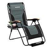 Amopatio Oversized Zero Gravity Chair, 30" Width Padded Lounge Chairs for Outside, Folding Reclining