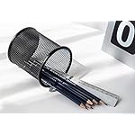 Black Pen Holder Cup for Desk, Black Wire Mesh Pencil Cup Holder for Desk Office Pen Organizer - Image 3