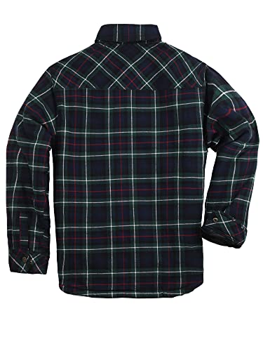 Image of COEVALS CLUB Men's Flannel Shacket Casual Button Snap Sherpa Quilted Lined Premium Jacket Shirts