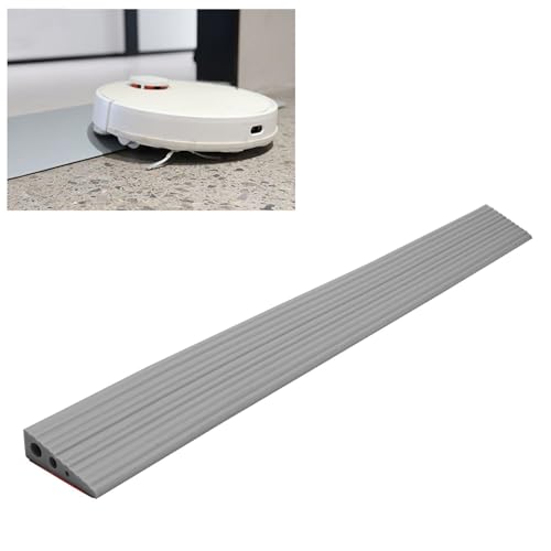 Rampa de umbral de puerta, 90 x 7 x 2,5 cm, antideslizante, autoadhesiva, de silicona, para silla de ruedas, cochecito, andador o scooter eléctrico (gris)