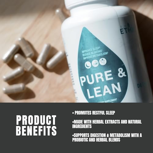 Image of Sweat Ethic Pure & Lean Detox, Natural Nighttime Support with GABA, 5 HTP, Melatonin, Probiotics & Herbal Extracts, Supports Evening Routine and Digestion, Dietary Supplement for Men & Women, 60 Count