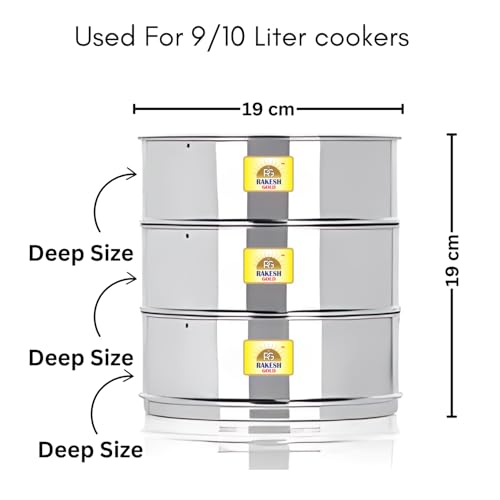 Image of Rakesh Gold Stainless Steel Cooker Container /Cooker Separator suitable for 10 liter cookers | Stackable, Food Grade, Rust-Free, Easy to Clean