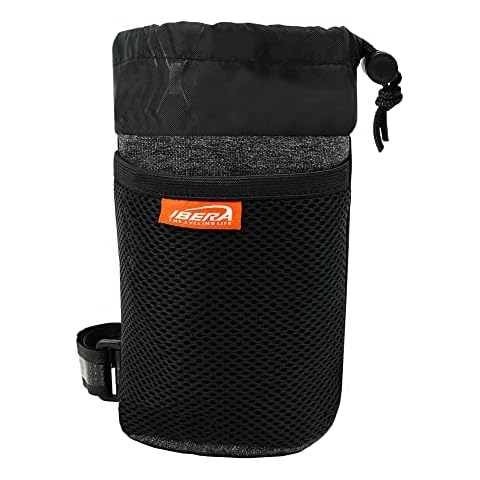 Ibera Bike Cup Holder, Bicycle Handlebar Water Bottle Holder, Drink Holder with Mesh Pockets for Mountain Bike, Road Bike, Scooter Cover