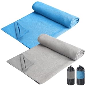 2 Yoga Towel Hot Yoga Mat Towels Non Slip Sweat Absorbent Microfiber Yoga Towel with Corner Pockets 72 x 25 in