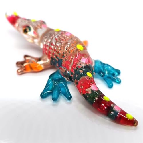 Sansukjai, Statuette in Miniatura a Forma di Coccodrillo, dipinte a Mano, in Vetro soffiato e Dipinto a Mano, Decorazione da Collezione, Colore: Arcobaleno Dolce