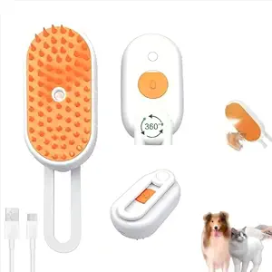 4 in 1 Cat Steam Brush for Shedding, 2025 Rechargeable Pet Steam Brush With 360 Rotating Arm, Massage, Cleaning, Shedding & Combing Multifunctional Hair Removal Comb for Cats Dogs (Orange)