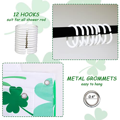 Gisgfim 72" X 72" St Patrick's Day Shower Curtain Irish Gnome Green Clover Shamrock Spring Bathroom Curtain Machine Washable Fabric Shower Curtain For Holiday Home Bath Bathtub Decor With 12 Hook #TOP3