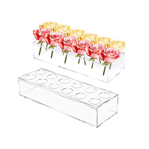 Vase Décoratif Moderne en Acrylique, Vase à Fleurs en Acrylique Transparent, Centre de Table Rectangulaire pour Table à Manger, pour Mariage, Table à Manger pour la Maison