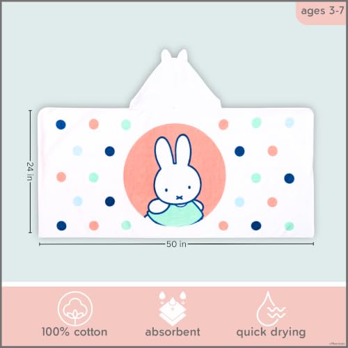 Image of Miffy Kids Super Soft Bath /Pool /Beach Soft Cotton Terry Hooded Towel Wrap, 24 in x 50 in (Officially Licensed Product) By Franco