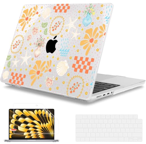 Mektron Case for 2026 M5 MacBook Pro 16 inch A3429 A3428 M4 A3403 A3186 M3 A2991 M2 A2780 M1 A2485 (2021-2025) Pro/Max with Liquid Retina XDR Hard Shell Plastic Laptop Cover, Seaside Blooms