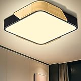 【Innovatives Design】Das Äußere der Deckenleuchte Küche moderne LED ist mit Eichenkanten verziert. Der Holz Deckenlampe LED-Lampenkörper besteht aus Eisen mit Eichendekorationsrahmen, klarer Holzmaserung, modischen Elementen, Korrosionsschutz und Insektenschutz