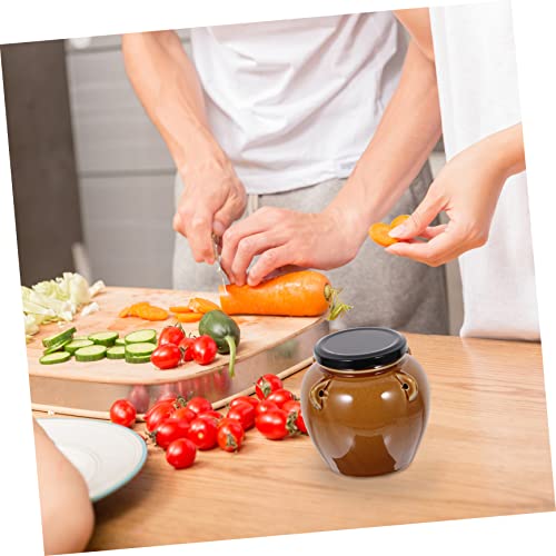UPKOCH 1 Peça Jarra De Cerâmica Kimchi Potes De Fermentação De Cerâmica Terrário De Vidro Com Tampa