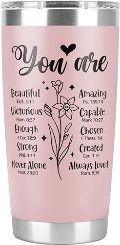 Lallamotion Christliche Geschenke für Frauen: Pastor's Wife Wertschätzung, Muttertag, biblische & Taufgeschenke – Rosa "You Are Christian" Becher Becher 590 ml